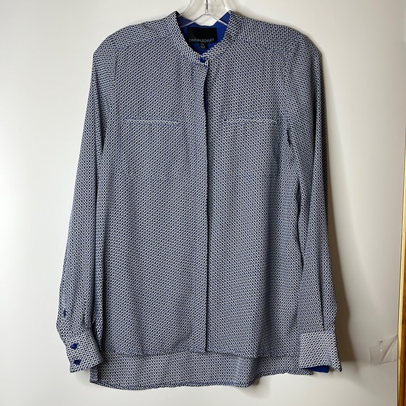 Cynthia Rowley Womens Full Button Down Top in Blue, Black and White XS XSMALL - Picture 1 of 10